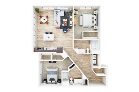 Floor plan for 2 beds, 2 baths, 1248 sqft